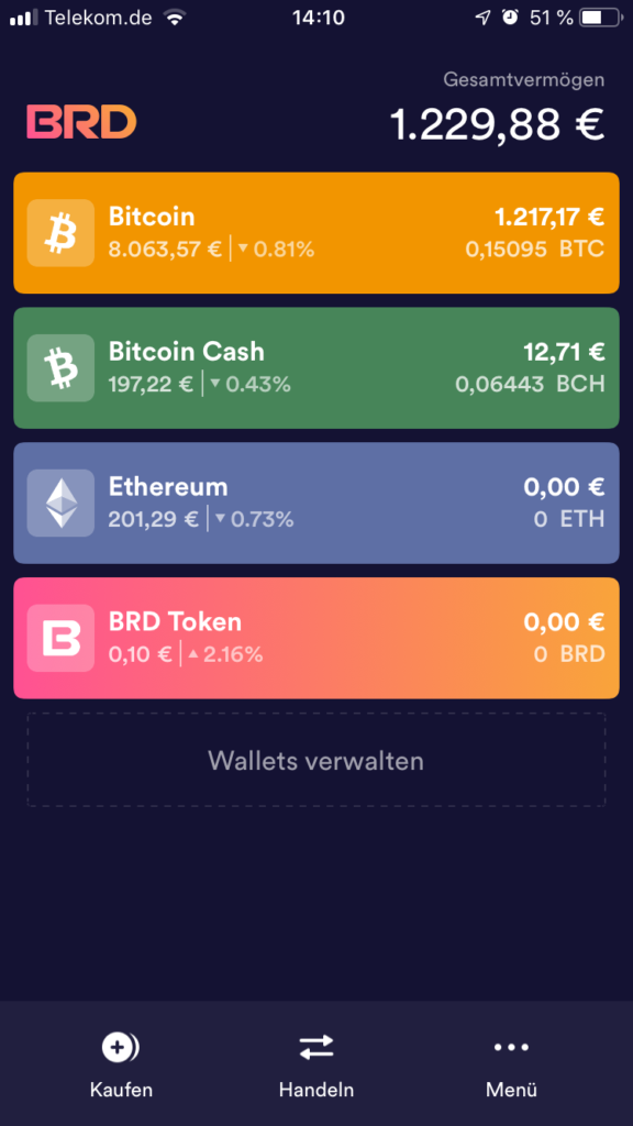 using brd wallet to receive crypto